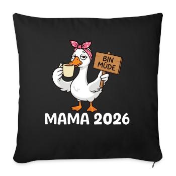 Maman 2026 cadeau de café Goose - Housse de coussin décorative 45 x 45 cm - noir - Devant