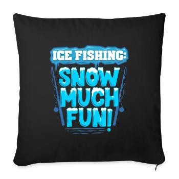Pêche sur glace Neige très amusante - Housse de coussin décorative 45 x 45 cm - noir - Devant