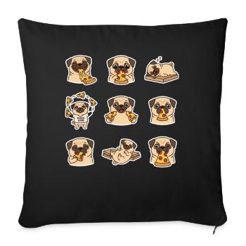 Pug Pizza King Funny Pizza Lover - Sofa pillowcase 17,3'' x 17,3'' (45 x 45 cm) - black - Front