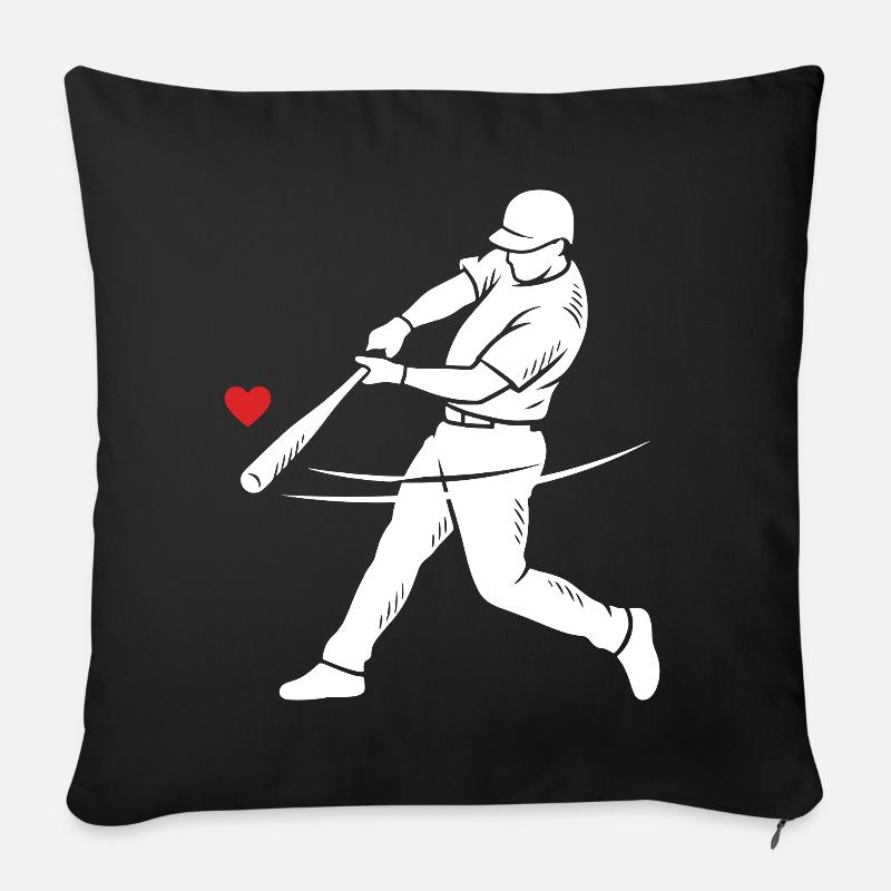 Baseball Schlagmann Silhouette Herz - Sofakissenbezug 45 x 45 cm - Schwarz