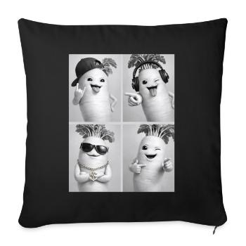 Radis Daikon - Housse de coussin décorative 45 x 45 cm - noir - Devant