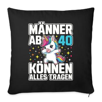 40th Birthday 40s 40th 40th Year Old Unicorn - Sofa pillowcase 17,3'' x 17,3'' (45 x 45 cm) - black - Front