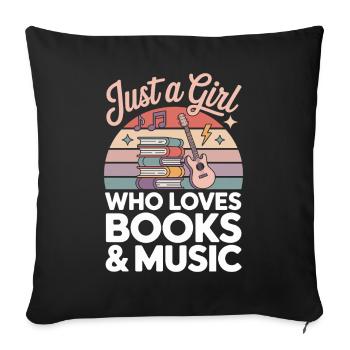 Juste une fille qui aime les livres et la musique - Housse de coussin décorative 45 x 45 cm - noir - Devant