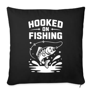 Accroché à la pêche - Pêcheur Spruch - Housse de coussin décorative 45 x 45 cm - noir - Devant