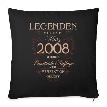 18th Birthday Gift March 2008 Vintage Retro - Sofa pillowcase 17,3'' x 17,3'' (45 x 45 cm) - black - Front
