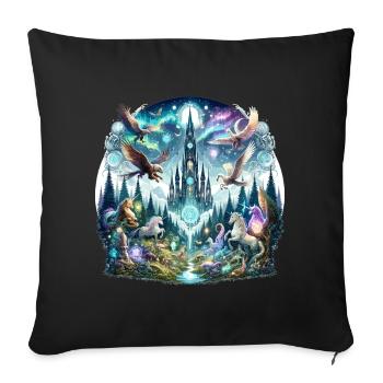 Rêve de la Forêt de la Tour Enchantée - Housse de coussin décorative 45 x 45 cm - noir - Devant