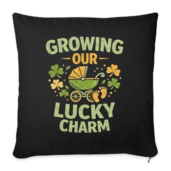 Annonce de grossesse de la Saint-Patrick, bébé - Housse de coussin décorative 45 x 45 cm - noir - Devant