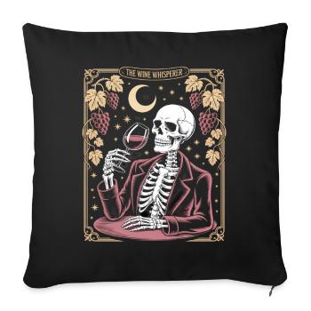 The Wine Whisperer Skeleton Wine Moon Grapes - Sofa pillowcase 17,3'' x 17,3'' (45 x 45 cm) - black - Front