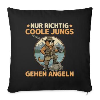 Marmotte pêcheur Vraiment cool Les gars vont pêcher - Housse de coussin décorative 45 x 45 cm - noir - Devant