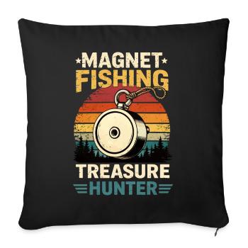 Vintage Magnet Fishing Treasure Hunter - Sofa pillowcase 17,3'' x 17,3'' (45 x 45 cm) - black - Front