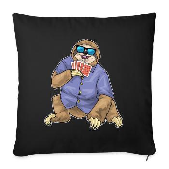 Jeu de cartes de poker paresseux - Housse de coussin décorative 45 x 45 cm - noir - Devant