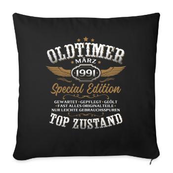 Cadeau du 35e anniversaire Mari Année Mars 1991 - Housse de coussin décorative 45 x 45 cm - noir - Devant