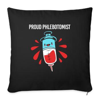 Infirmière-aidante, Phlébotomiste de prélèvement sanguin - Housse de coussin décorative 45 x 45 cm - noir - Devant