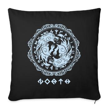 Fenris Loup Berserker – Runes du Nord - Housse de coussin décorative 45 x 45 cm - noir - Devant