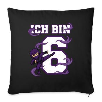 Ich bin 6 Ninja 6. Geburtstag Lila Karate - Sofakissenbezug 45 x 45 cm - Schwarz - Vorne