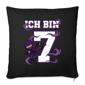 Je suis 7 Ninja, 7e anniversaire Karaté Violet - Housse de coussin décorative 45 x 45 cm - noir - Devant