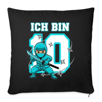 I'm 10 Ninja 10th Birthday Turquoise - Sofa pillowcase 17,3'' x 17,3'' (45 x 45 cm) - black - Front