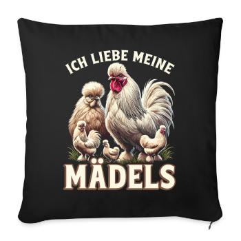 Ich Liebe Meine Mädels Seidenhühner - Sofakissenbezug 45 x 45 cm - Schwarz - Vorne