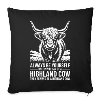 Dictons écossais sur le bétail des Highlands : Don du bétail - Housse de coussin décorative 45 x 45 cm - noir - Devant