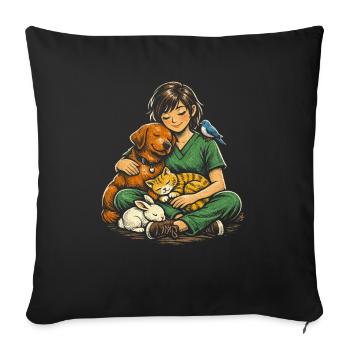 Veterinarian Veterinarian - Sofa pillowcase 17,3'' x 17,3'' (45 x 45 cm) - black - Front