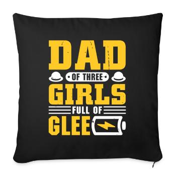 Dad father of three girls daughters - Sofa pillowcase 17,3'' x 17,3'' (45 x 45 cm) - black - Front