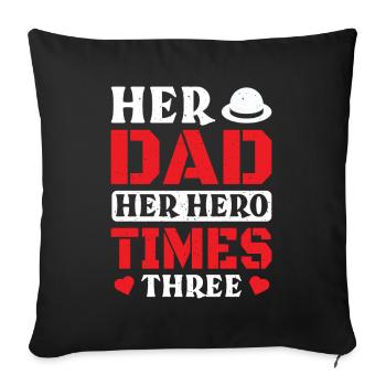 Dad father of three girls daughters - Sofa pillowcase 17,3'' x 17,3'' (45 x 45 cm) - black - Front