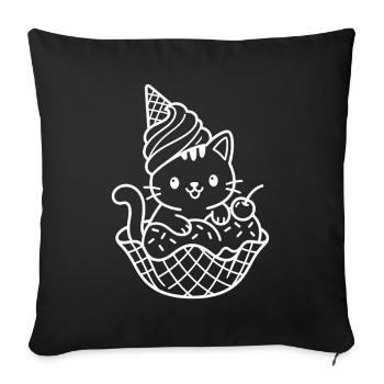 Kawaii Katze Eiscreme - Sofa pillowcase 17,3'' x 17,3'' (45 x 45 cm) - black - Front