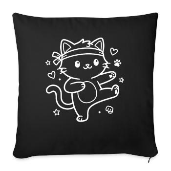 Karate Kawaii Cat - Housse de coussin décorative 45 x 45 cm - noir - Devant