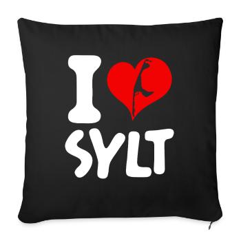 Vacances en mer du Nord J’ADORE SYLT Drôle - Housse de coussin décorative 45 x 45 cm - noir - Devant