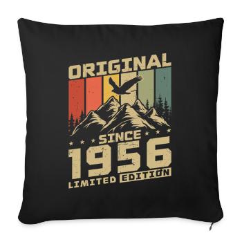 Cadeau d’anniversaire original vintage de 1956 - Housse de coussin décorative 45 x 45 cm - noir - Devant
