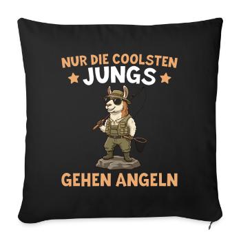 Angler Geschenk Coolste Jungs gehen Angeln - Sofakissenbezug 45 x 45 cm - Schwarz - Vorne