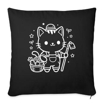 Farmer Kawaii Cat - Sofa pillowcase 17,3'' x 17,3'' (45 x 45 cm) - black - Front