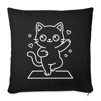 Cute Kawaii Cat Yoga - Sofa pillowcase 17,3'' x 17,3'' (45 x 45 cm) - black - Front