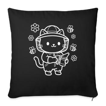 Beekeeper Kawaii Cat Beekeeper - Housse de coussin décorative 45 x 45 cm - noir - Devant