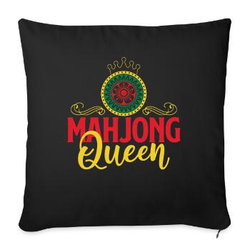 Mahjong-Königin Mah Jong Spieler-Steine - Sofakissenbezug 45 x 45 cm - Schwarz - Vorne