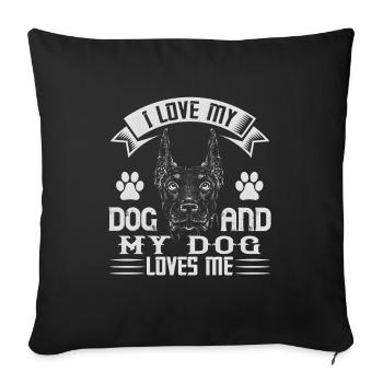 Doberman Dog Love Saying Graphic Design - Sofa pillowcase 17,3'' x 17,3'' (45 x 45 cm) - black - Front