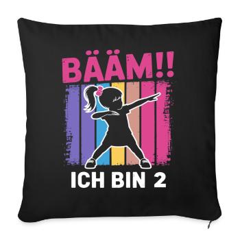 Bääm, je suis 2 filles qui font le dabb, 2e anniversaire - Housse de coussin décorative 45 x 45 cm - noir - Devant