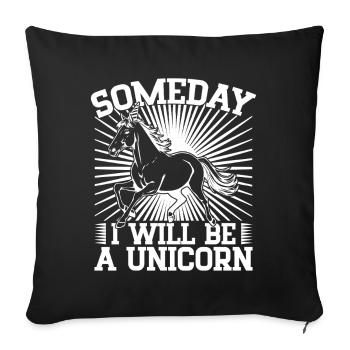 Équitation de rodéo : un jour, je serai une licorne - Housse de coussin décorative 45 x 45 cm - noir - Devant