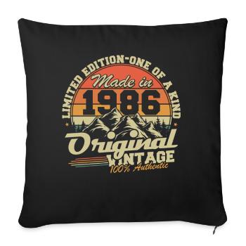 Cadeau d’anniversaire vintage original de 1986 - Housse de coussin décorative 45 x 45 cm - noir - Devant