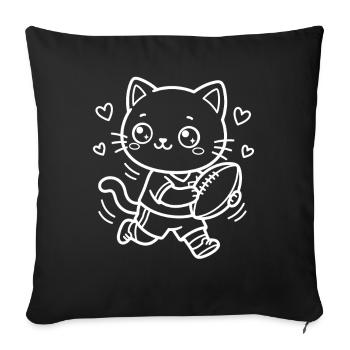 Rugby Kawaii Cat - Housse de coussin décorative 45 x 45 cm - noir - Devant