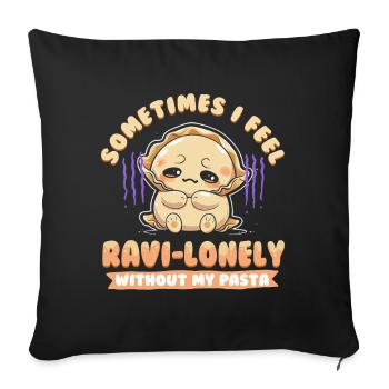 Ravioli Ravi-Solitaire sans mes pâtes - Housse de coussin décorative 45 x 45 cm - noir - Devant