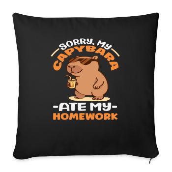 Sorry My Capybara Ate My Homework Cute Funny - Sofa pillowcase 17,3'' x 17,3'' (45 x 45 cm) - black - Front