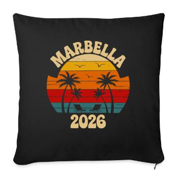 Marbella 2026 Sunset Palm Trees - Sofa pillowcase 17,3'' x 17,3'' (45 x 45 cm) - black - Front