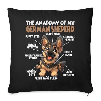 Promenade cadeau pour propriétaire de berger allemand - Housse de coussin décorative 45 x 45 cm - noir - Devant