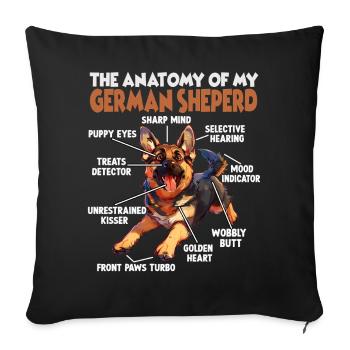 Promenade cadeau du propriétaire de chien sur les proverbes du chien - Housse de coussin décorative 45 x 45 cm - noir - Devant
