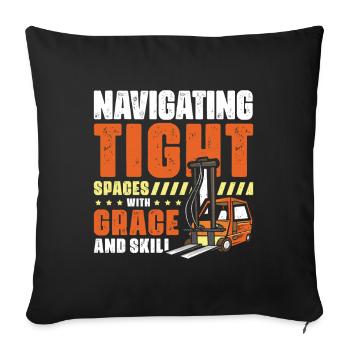 Conducteur de chariot élévateur en anglais Évanché élévateur - Housse de coussin décorative 45 x 45 cm - noir - Devant