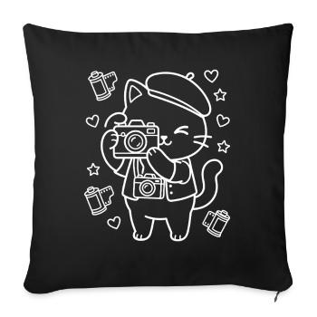 Photographe Kawaii Cats - Housse de coussin décorative 45 x 45 cm - noir - Devant