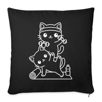 Entraînement des chats Kawaii - Housse de coussin décorative 45 x 45 cm - noir - Devant