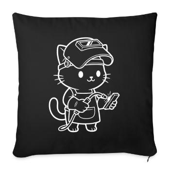 Kawaii Cat Welder - Sofa pillowcase 17,3'' x 17,3'' (45 x 45 cm) - black - Front