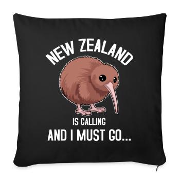 New Zealand Is Calling and I Must Go - Sofa pillowcase 17,3'' x 17,3'' (45 x 45 cm) - black - Front
